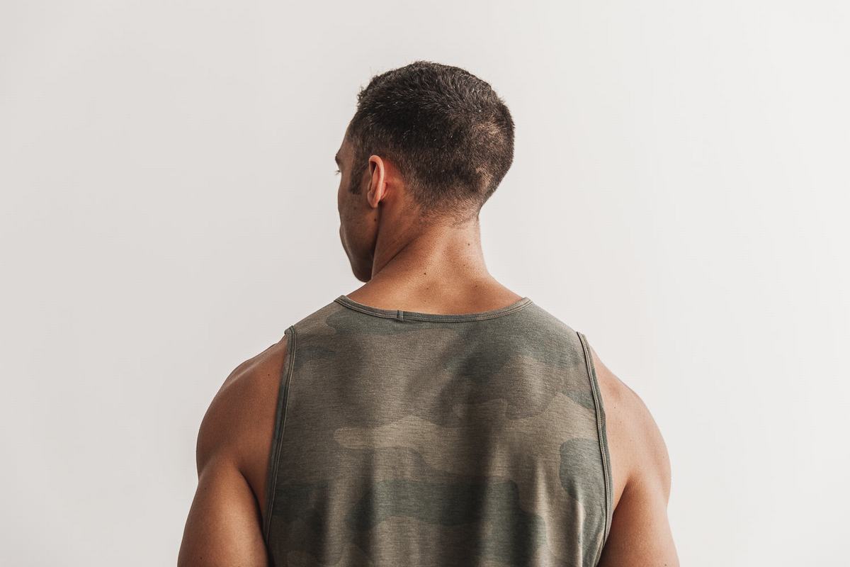 Nobull Men's Tank Tops Green Camo | Australia (TV9628)